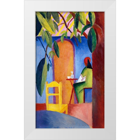 Turkisches Cafe White Modern Wood Framed Art Print by Macke, August