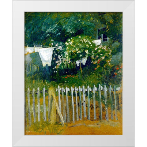 Laundry in the garden in Kandern White Modern Wood Framed Art Print by Macke, August