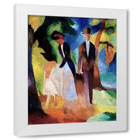 People by a Blue Lake White Modern Wood Framed Art Print by Macke, August