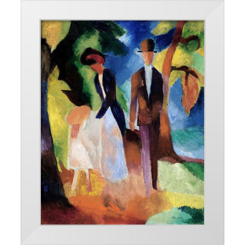 People by a Blue Lake White Modern Wood Framed Art Print by Macke, August