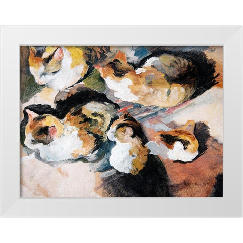 Katzenstudien Study of a Cat White Modern Wood Framed Art Print by Macke, August