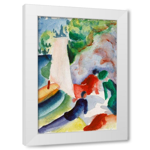 Picnic on the Beach White Modern Wood Framed Art Print by Macke, August