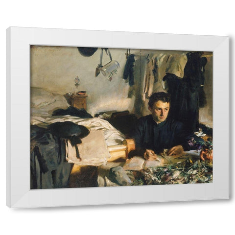 Padre Sebastiano White Modern Wood Framed Art Print by Sargent, John Singer