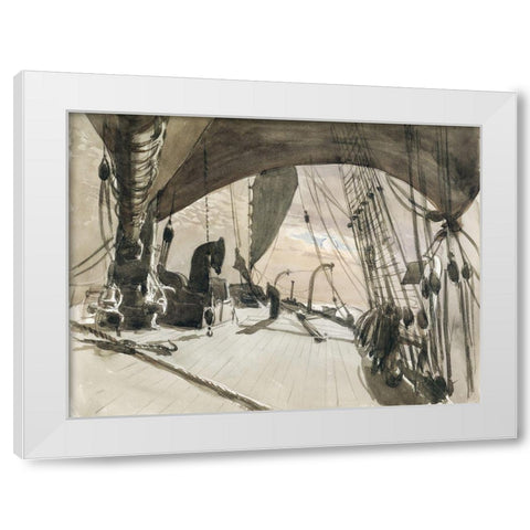 Deck of Ship in Moonlight White Modern Wood Framed Art Print by Sargent, John Singer
