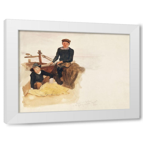 Oscar and Bobino on the Fishing Smack White Modern Wood Framed Art Print by Sargent, John Singer