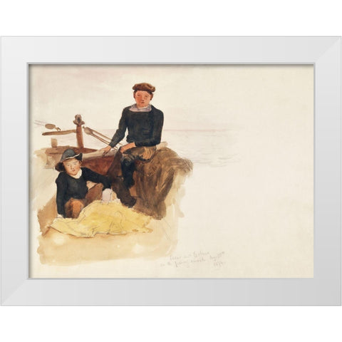 Oscar and Bobino on the Fishing Smack White Modern Wood Framed Art Print by Sargent, John Singer