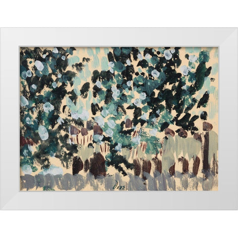 Green Leaves White Modern Wood Framed Art Print by Dove, Arthur