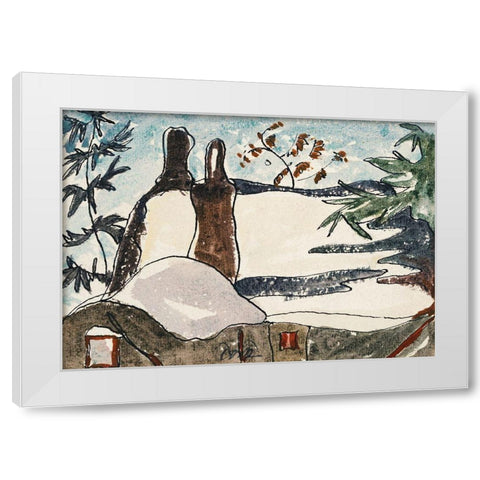 Snowy Rooftops and Trees White Modern Wood Framed Art Print by Dove, Arthur
