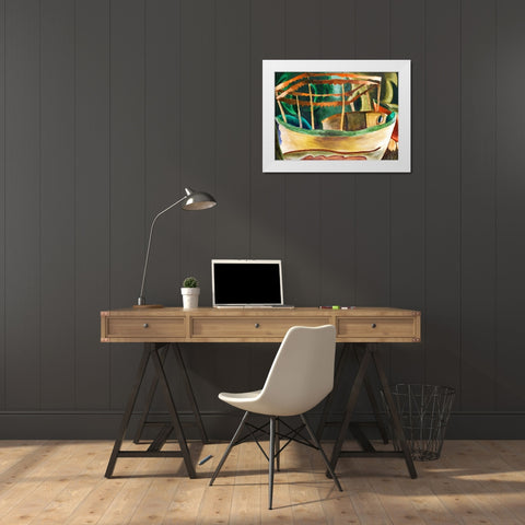 Fishboat White Modern Wood Framed Art Print by Dove, Arthur