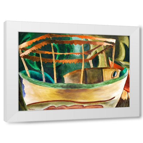 Fishboat White Modern Wood Framed Art Print by Dove, Arthur