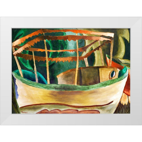 Fishboat White Modern Wood Framed Art Print by Dove, Arthur