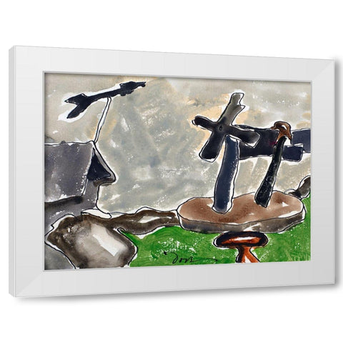 Landscape with Weather Vane White Modern Wood Framed Art Print by Dove, Arthur