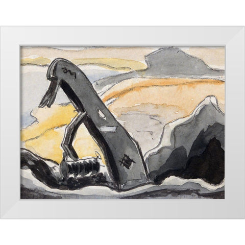 Steam Shovel–Port Washington White Modern Wood Framed Art Print by Dove, Arthur