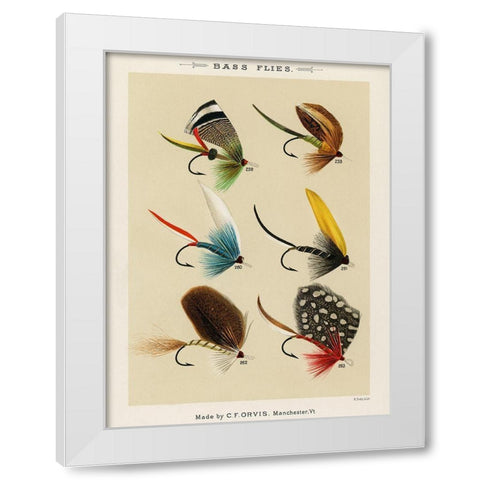 Bass Fishing Flies I from Favorite Flies and Their Histories White Modern Wood Framed Art Print by Marbury, Mary Orvis