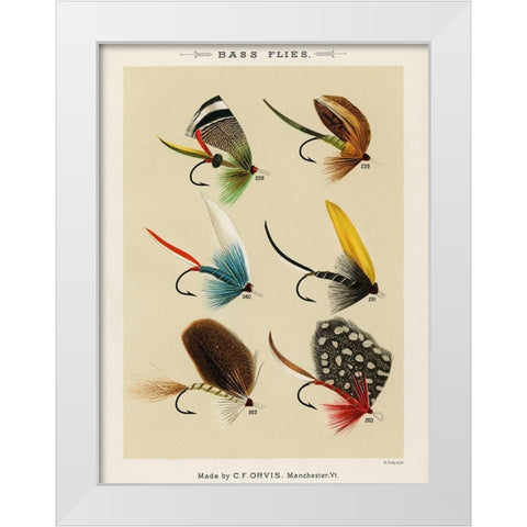 Bass Fishing Flies I from Favorite Flies and Their Histories White Modern Wood Framed Art Print by Marbury, Mary Orvis