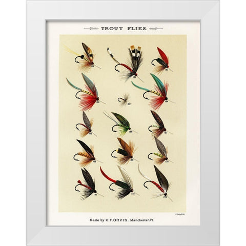 Trout Fishing Flies II from Favorite Flies and Their Histories White Modern Wood Framed Art Print by Marbury, Mary Orvis