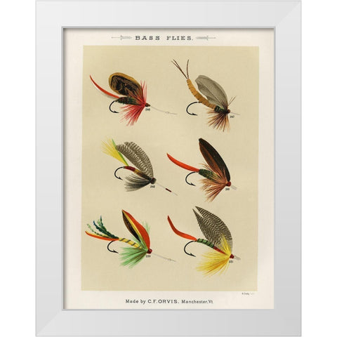 Bass Fishing Flies VII from Favorite Flies and Their Histories White Modern Wood Framed Art Print by Marbury, Mary Orvis