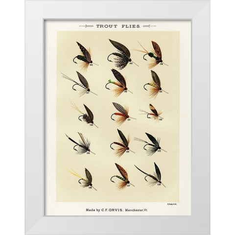 Trout Fishing Flies IX from Favorite Flies and Their Histories White Modern Wood Framed Art Print by Marbury, Mary Orvis
