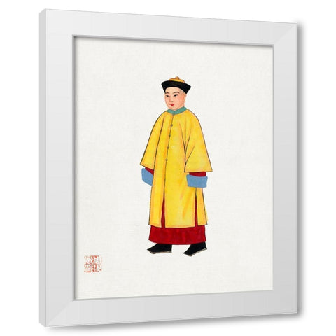 Man in yellow priest robe White Modern Wood Framed Art Print by Vintage Chinese Clothing