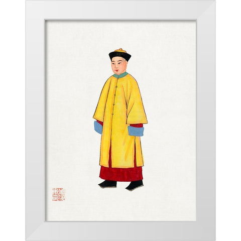 Man in yellow priest robe White Modern Wood Framed Art Print by Vintage Chinese Clothing