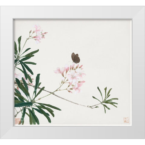 Insects and Flowers I White Modern Wood Framed Art Print by Lian, Ju