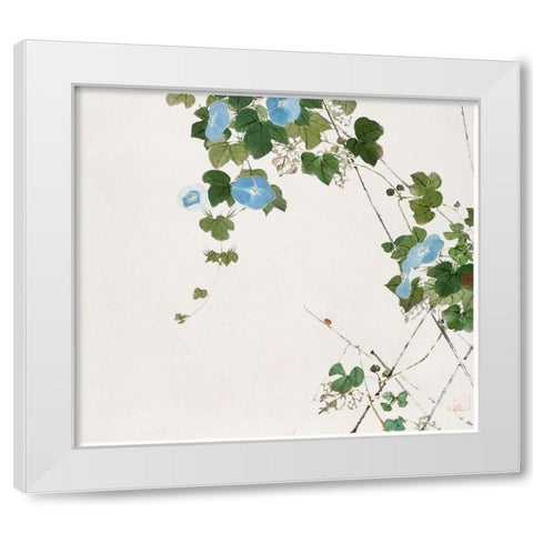 Insects and Flowers IV White Modern Wood Framed Art Print by Lian, Ju