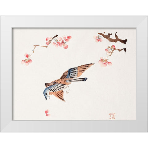 Page from Shi Zhu Zhai Flying Bird White Modern Wood Framed Art Print by Zhengyan, Hu