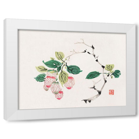 Page from Shi Zhu Zhai Red Fruit Bunch White Modern Wood Framed Art Print by Zhengyan, Hu