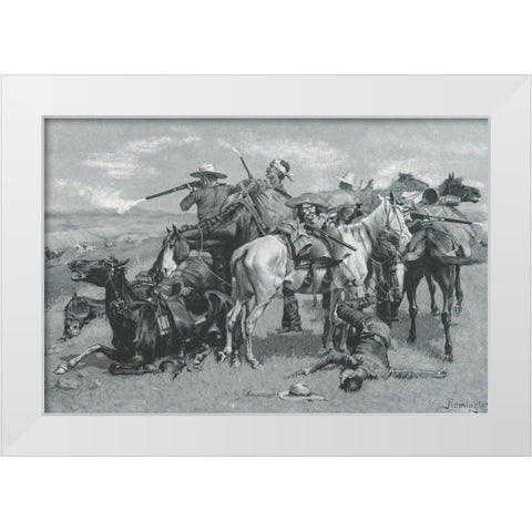 An Episode in the Opening Up of a Cattle Country-Sketch White Modern Wood Framed Art Print by Remington, Frederic