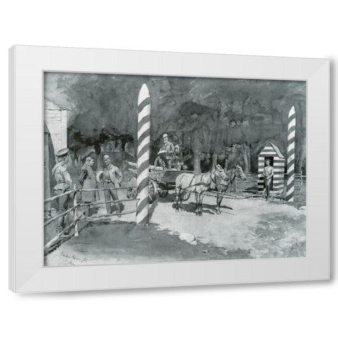 Frontier Guard and Custom House-Sketch White Modern Wood Framed Art Print by Remington, Frederic