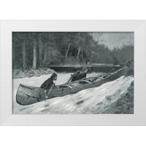 In a Stiff Current-Sketch White Modern Wood Framed Art Print by Remington, Frederic