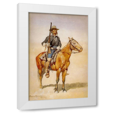 Indian Soldiers in the Crow Scout Corps White Modern Wood Framed Art Print by Remington, Frederic