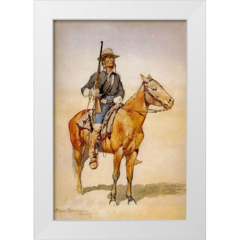 Indian Soldiers in the Crow Scout Corps White Modern Wood Framed Art Print by Remington, Frederic