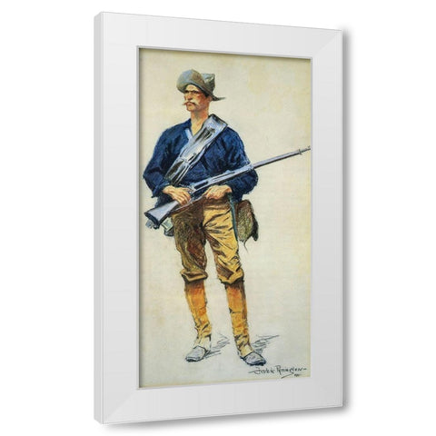 Infantry Soldier White Modern Wood Framed Art Print by Remington, Frederic