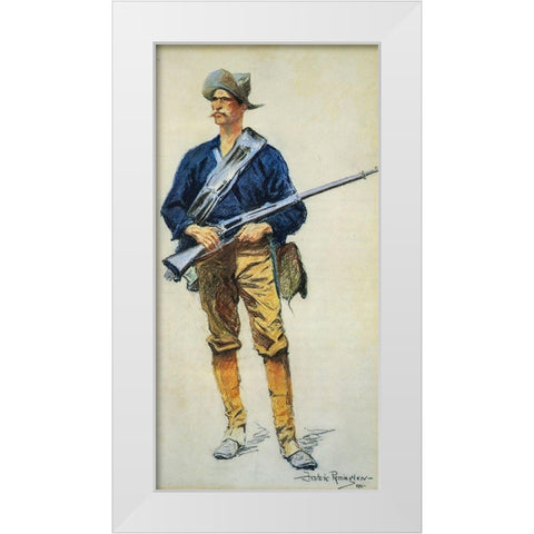 Infantry Soldier White Modern Wood Framed Art Print by Remington, Frederic
