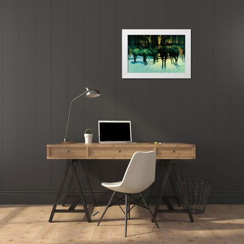 The Winter Campaign White Modern Wood Framed Art Print by Remington, Frederic