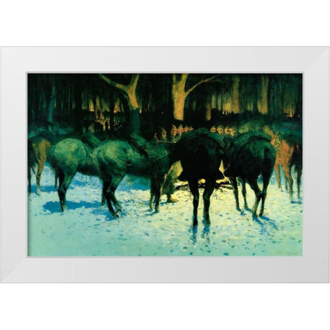 The Winter Campaign White Modern Wood Framed Art Print by Remington, Frederic