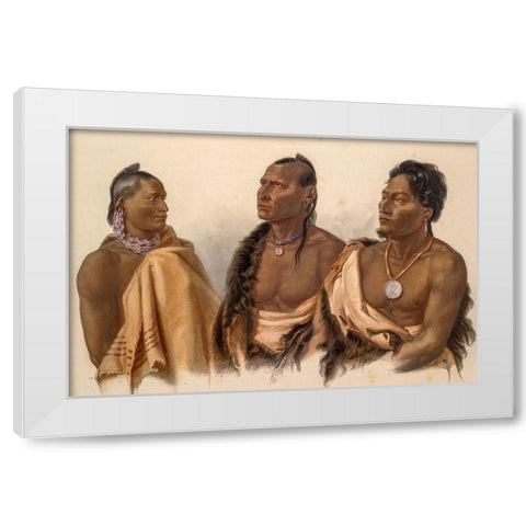 Missouria Indian-Otoe Indian and Puncas Chief White Modern Wood Framed Art Print by Bodmer, Karl