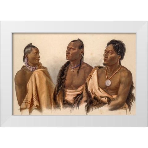 Missouria Indian-Otoe Indian and Puncas Chief White Modern Wood Framed Art Print by Bodmer, Karl