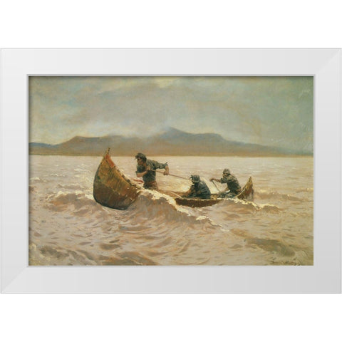 Howl of the Weather White Modern Wood Framed Art Print by Remington, Frederic