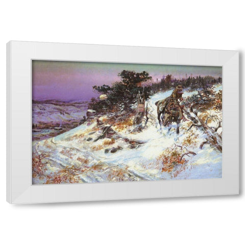Wolf and Beaver White Modern Wood Framed Art Print by Russell, Charles Marion