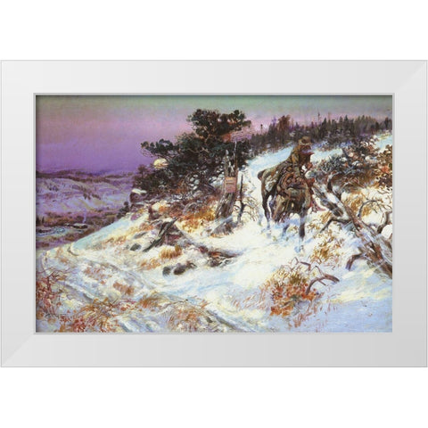 Wolf and Beaver White Modern Wood Framed Art Print by Russell, Charles Marion