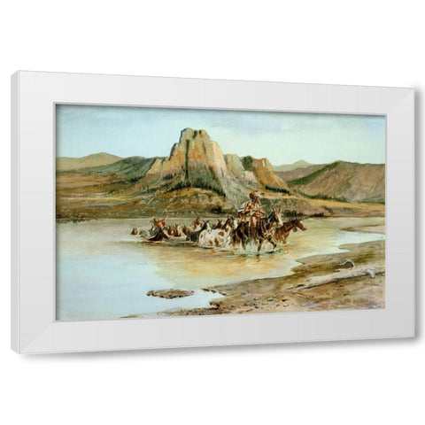 Return of the Horse Thieves White Modern Wood Framed Art Print by Russell, Charles Marion