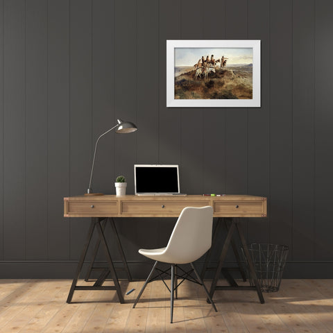 Signal Smoke White Modern Wood Framed Art Print by Russell, Charles Marion