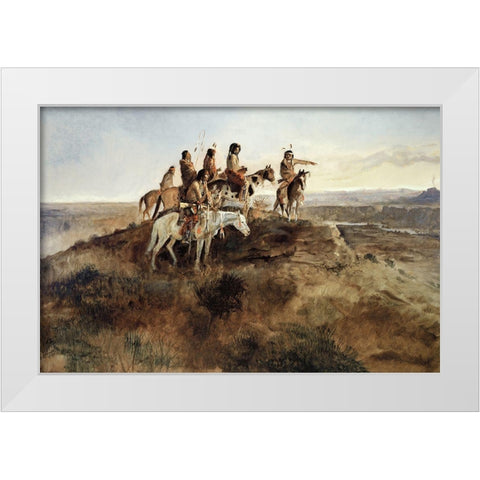 Signal Smoke White Modern Wood Framed Art Print by Russell, Charles Marion