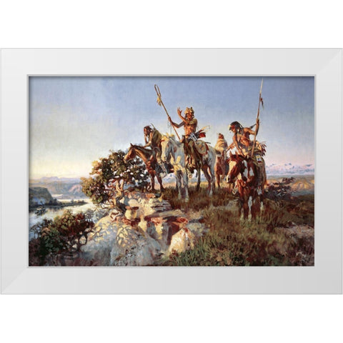 Fireboat White Modern Wood Framed Art Print by Russell, Charles Marion