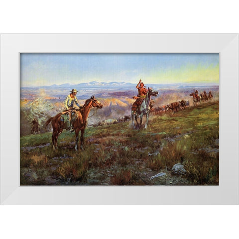 Toll Collectors White Modern Wood Framed Art Print by Russell, Charles Marion