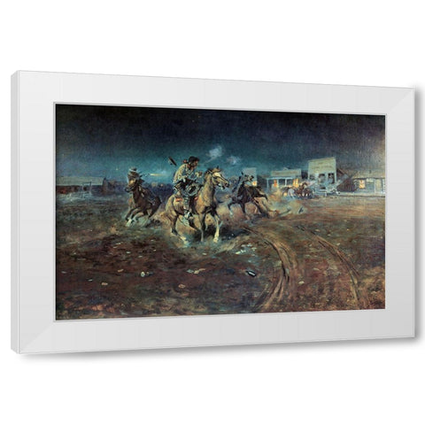 When Guns Speak White Modern Wood Framed Art Print by Russell, Charles Marion