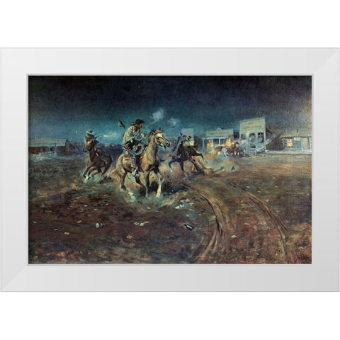 When Guns Speak White Modern Wood Framed Art Print by Russell, Charles Marion
