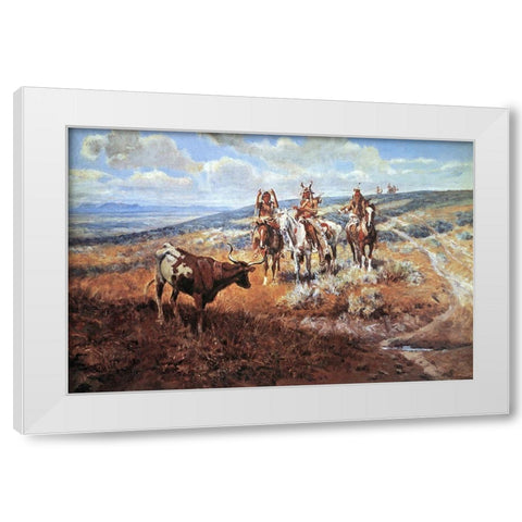 White Mans Buffalo White Modern Wood Framed Art Print by Russell, Charles Marion